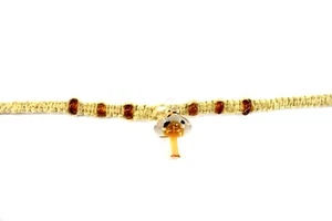Amber Glass Mushroom Hemp Necklace Amber Color Beads Hippie Macrame Handmade - Picture 1 of 3