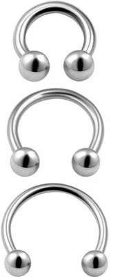1 or 10pc Bulk 14g Horseshoe Ring Circular Barbell CBB Septum Helix Bar Earring - Image 1 of 4