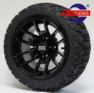 (4) GOLF CART 12"x7" BLACK LIZARD WHEELS/RIMS and 18" ALL-TERRAIN TIRES - Picture 1 of 5