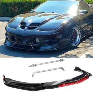 Front Bumper Lip Splitter Body Kits Red&Black + Strut Rods For Pontiac Firebird - Bild 1 von 12