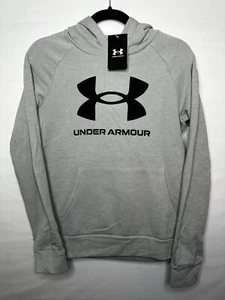 Under Armour Boys Rival Fleece Big Logo Gray & Black Hoodie Size Youth Large NEW - Picture 1 of 8
