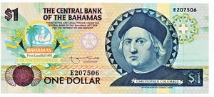 Bahamas 1 Dollar Columbus Quincentennial Banknote Rare 1992 As Pictured - Picture 1 of 4