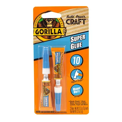 Gorilla Glue Clear Super Glue, 2 Pack, 2 Tubes Super Glue