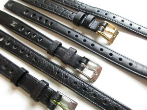 Cinturino orologio Hirsch traforato stile rally estremità aperta 10 mm pelle cinturini - Foto 1 di 4