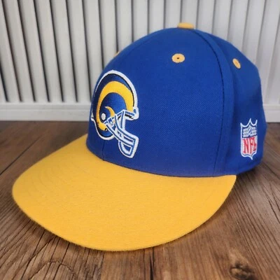 Gorra Mitchell Ness Los Angeles LA Rams ajustada 7 3/8 azul amarillo NFL 100 % lana Foto 1 de 4