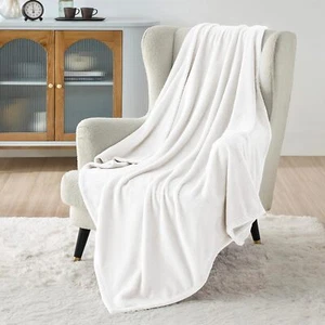 Bedsure Fleece Blanket Twin White - (60&quot; x 80&quot;),  - Picture 1 of 7