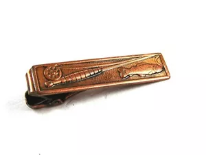 1930's - 1950's Fly Rod Reel Fish Trout Tie Clasp 72414 - Picture 1 of 3