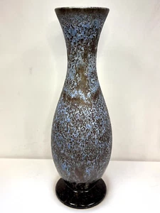 Vintage 1950s Tall Blue Speckled Fat Lava Vase West German Pottery - Picture 1 of 9