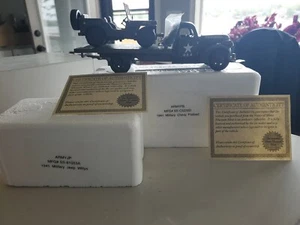 Chevy 1941 plataforma plana, Jeep Willys diecast 1:32 Segunda Guerra Mundial militar ejército de Estados Unidos en caja original - Imagen 1 de 2
