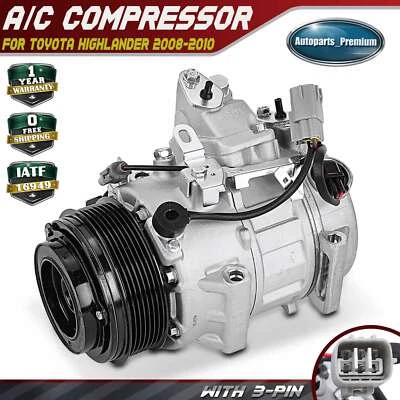 A/C Compressor with Clutch for Toyota Highlander 2008 2009 2010 3.5L 8832048150 - Image 1 of 4