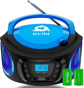 KLIM Boombox Portable Audio System. FM Radio, CD Player, Bluetooth,MP3,USB, BLUE - Picture 1 of 7