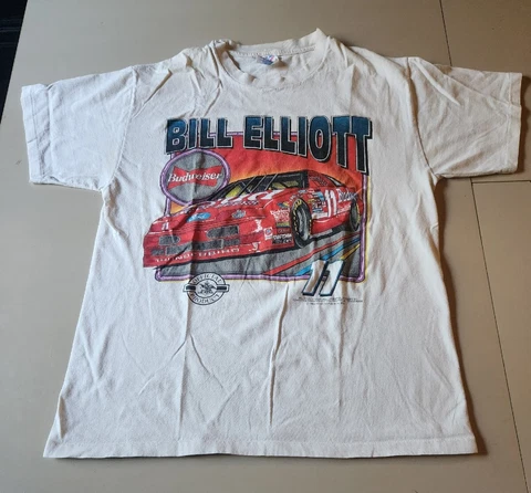 VTG 1994 Bill Elliott NASCAR T-Shirt Mens Large Single Stitch Budweiser Ford Cover