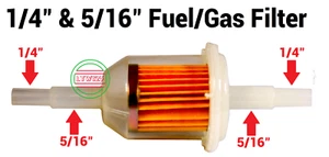 (3 Pc) 1/4", 5/16" Gas Filter  (6 mm-8 mm)  Small Engine, Motor Cycle, Golf Cart - Picture 1 of 2