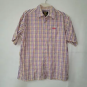 Avirex Shirt Mens XXL/2XL Bright Colorful Checked Short Sleeve Button Up Vintage - Picture 1 of 11