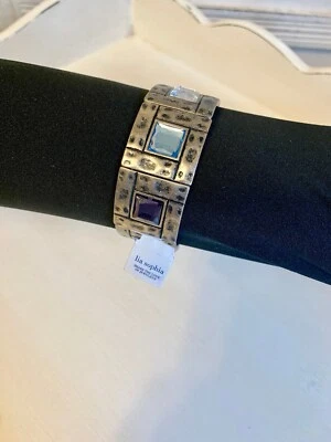 Pulsera elástica Lia Sophia con incrustaciones de cristal austriaco en azul, transparente, lavanda Foto 1 de 4