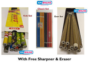 10 x Paper Pencils Set Eco-Friendly Extra Dark 2B with Free Sharpener & Eraser