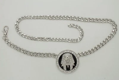 New Women Silver Metal Chain Belt Hip Waist Egyptian Pharaoh King Buckle M L XL - Image 1 of 4