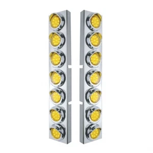 Kenworth Air Cleaner Bracket w/ 9 LED 2" Lights & Visors - Amber LED/Amber Lens - Foto 1 di 11