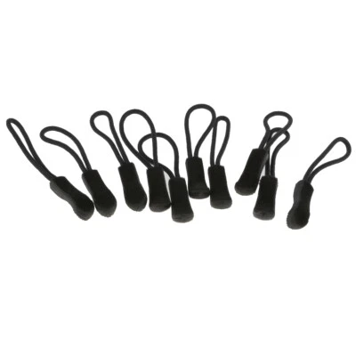 10Pcs Black Nylon Cord Zipper Pulls Fits/Zipper Fixer with Silicone Ruber Head - Image 1 of 4