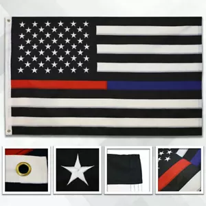 Embroidered Thin Red Blue Line Flag 3x5ft Thin Line House Flag 3' x 5' 210D - Picture 1 of 3