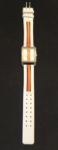 Vintage Lacoste 6500L Uhr zweifarbig selten orange & weiß Lederband ungetragen - Bild 1 von 8