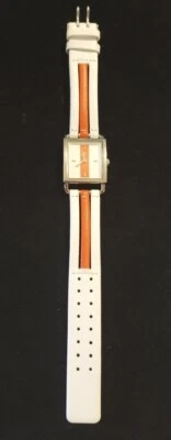 Vtg LACOSTE 6500L Watch Two-Tone Rare Orange & White Leather Band Never worn - Image 1 of 4