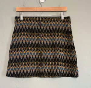 Free People Open Knit Chevron Mod Mini Skirt Women’s Size Large - Picture 1 of 4