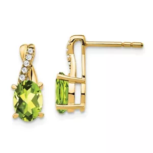 10k Yellow Gold Peridot and Diamond Earrings 1.62g Gift for Mother - Picture 1 of 4