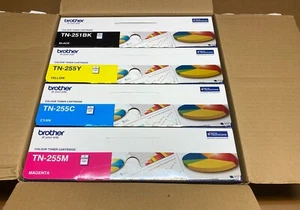 SET Brother Genuine H/Yield TN-251BK TN-255C TN-255M TN-255Y Toners HL3150CD - Picture 1 of 3