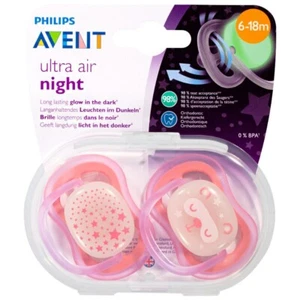 Avent Ultra Air Night Soothers 6-18M Baby Pacifiers BPA Free Assorted 2 Pack - Picture 1 of 13