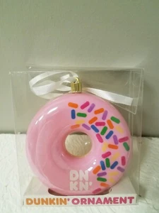 DUNKIN DONUTS STRAWBERRY WITH SPRINKLES HOLIDAY DONUT ORNAMENT NIB - Picture 1 of 3