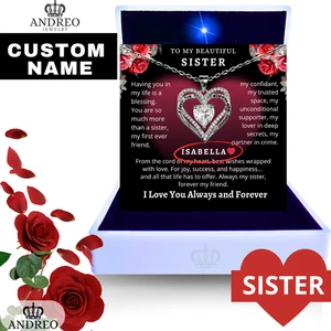s925 Heart CUSTOM Birthday Gift Necklace Jewelry to My Sister  Gifts ANDREO - Picture 1 of 12