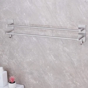Self Adhesive Towel Rod Bar Wall Bath Towel Holder Rail Rack Kitchen Bathroom - Picture 1 of 8