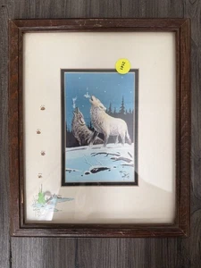 William T. Zivic "Howling Wolves" signiert 1993 Western Wildlife Kunst gerahmt.(A138) - Bild 1 von 4