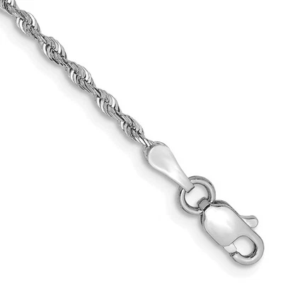 Tobillera de cadena de cuerda cuádruple corte diamante oro blanco 14k sólido real | 9" 1,85-3 mm Foto 1 de 2