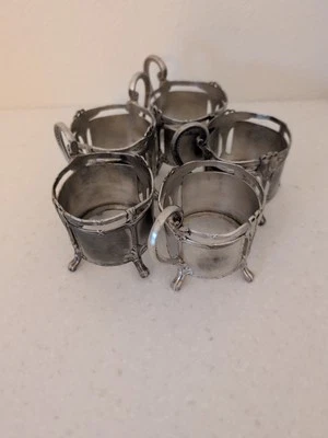 Cinco soportes de vidrio enchapados en plata WMF Art Nouveau Alemania Ca 1900, B089 Foto 1 de 4