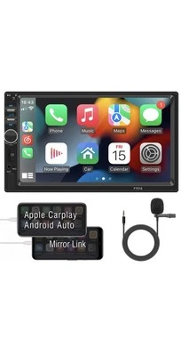 7” Rádio de carro2 din estéreo tela touch GPS com Apple Carplay Android Auto - Image 1 of 4