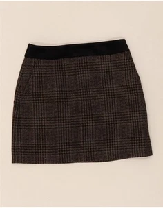 JACK WILLS Womens Mini Skirt UK 8 Small W27 Brown Check Wool WN03 - Picture 1 of 3