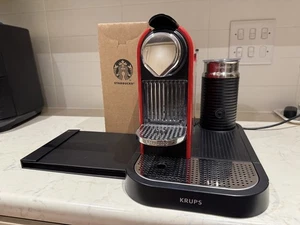 Krups Citiz Nespresso Coffee Machine Milk Frother XN 7305 Red Espresso + Pods - Picture 1 of 8