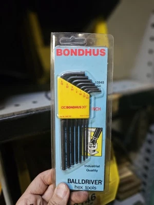 VINTAGE $ SALE $ Bondhus 7 Pc. SAE  Hex Key Set, (USA) 10945 - Image 1 of 4
