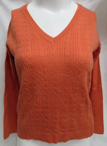 B Moss V-Neck Sweater Women's Size Large Orange The Classics - Picture 1 of 6