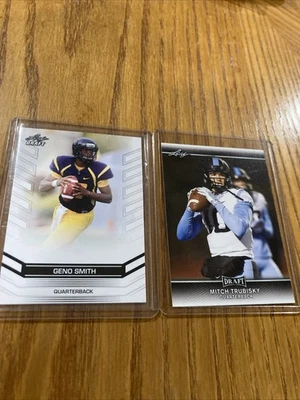 Geno Smith Rookie 2013 Leaf Draft #23 / Mitch Trubisky RC 2017 Leaf # 52 Mint!! - Image 1 of 4