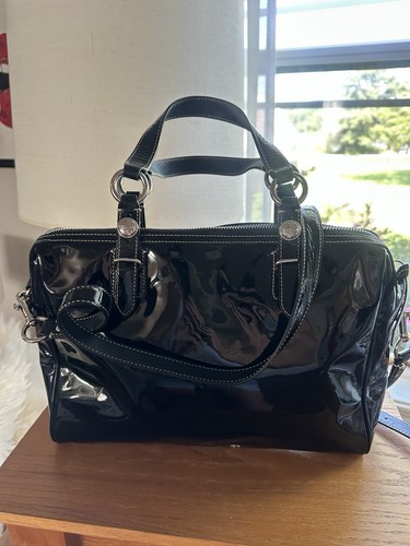 Borsa Coach Nancy in pelle verniciata Z24041 nera a mano