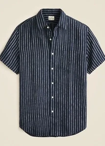 Camicia manica corta lino collo a pois - Foto 1 di 7