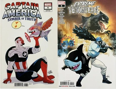 (2 Pack) Jeff the Land Shark Variants ~ Extreme Venomverse 5 & Captain America 6 - Image 1 of 4