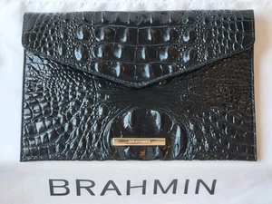 NWOT Brahmin Large Organizer Envelope in Black Melbourne (with beautiful eye!) - Picture 1 of 5