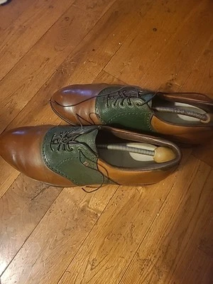 Footjoy Classic Dry Premiere Golf Shoes Size Mens 13 E Basket Weave Brown/Green - Image 1 of 4