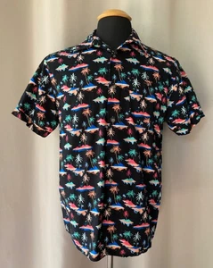 OLIVER BURKE Hawaiian Shirt Bright Colors Button Down Short Sleeves Men's M - Picture 1 of 3