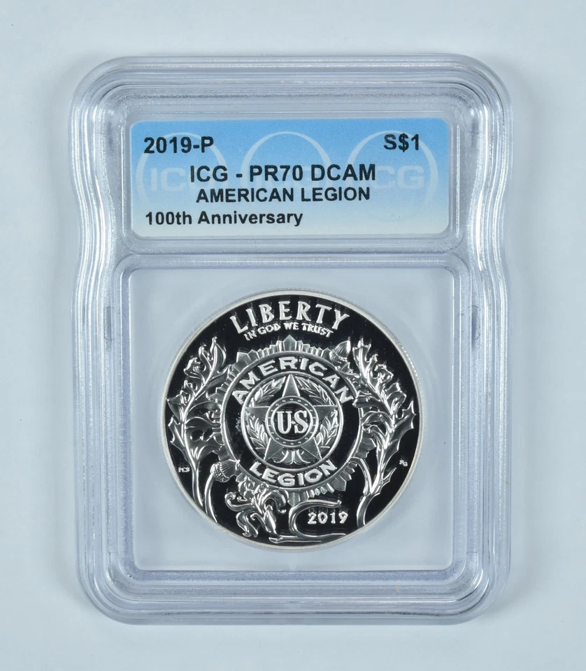 2019-P American Legion Commemorative Silver Dollar PR70 DCAM ICG - Image 1 of 4