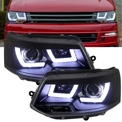 Led Tagfahrlicht Light Tube Scheinwerfer Set in schwarz für VW T5 GP 2010-2015 - Bild 1 von 4